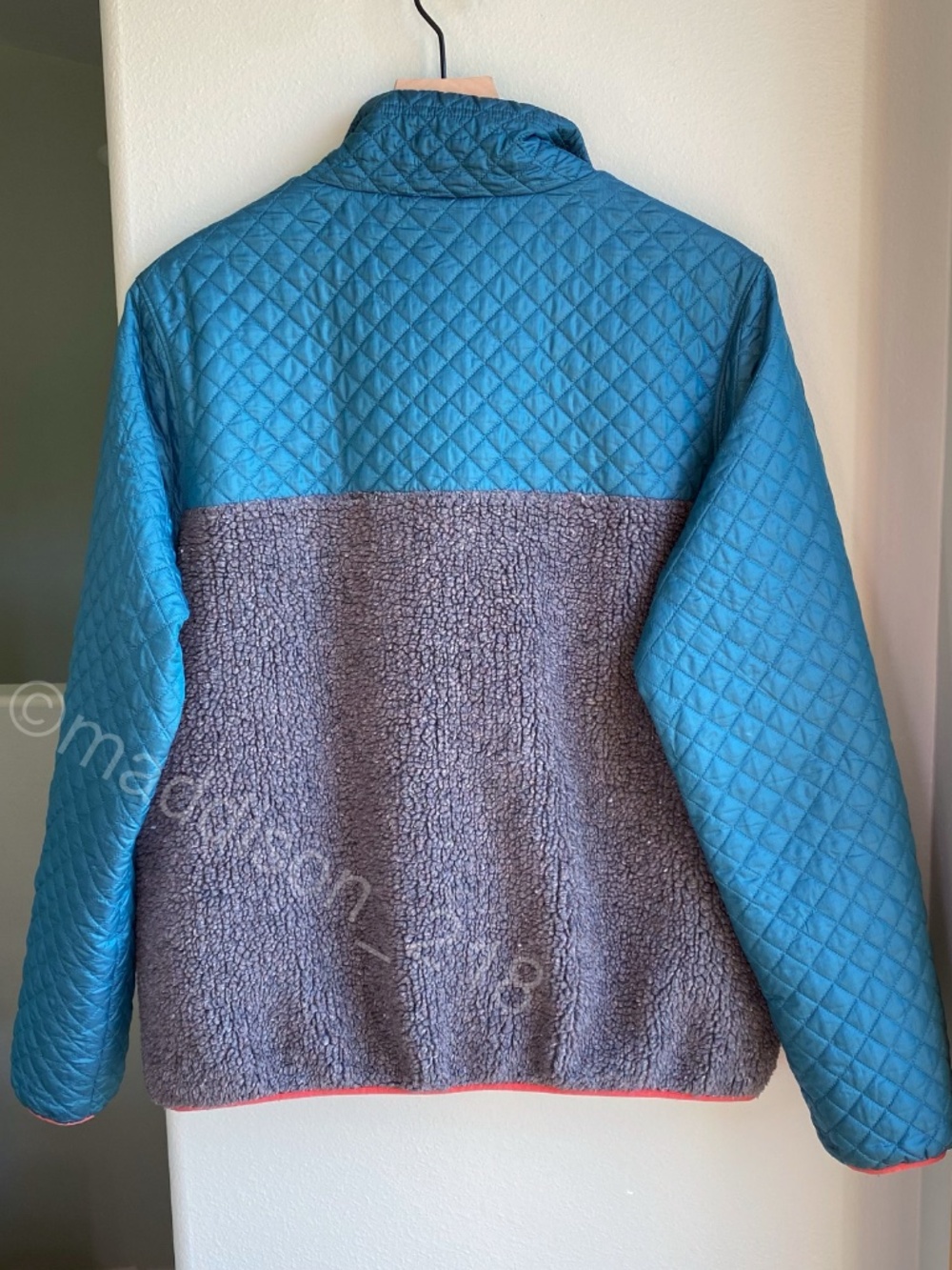 Patagonia Mixed Media Snap-T Pullover Large Crater Blue Sherpa Quilted Jacket L - Picture 13 of 15